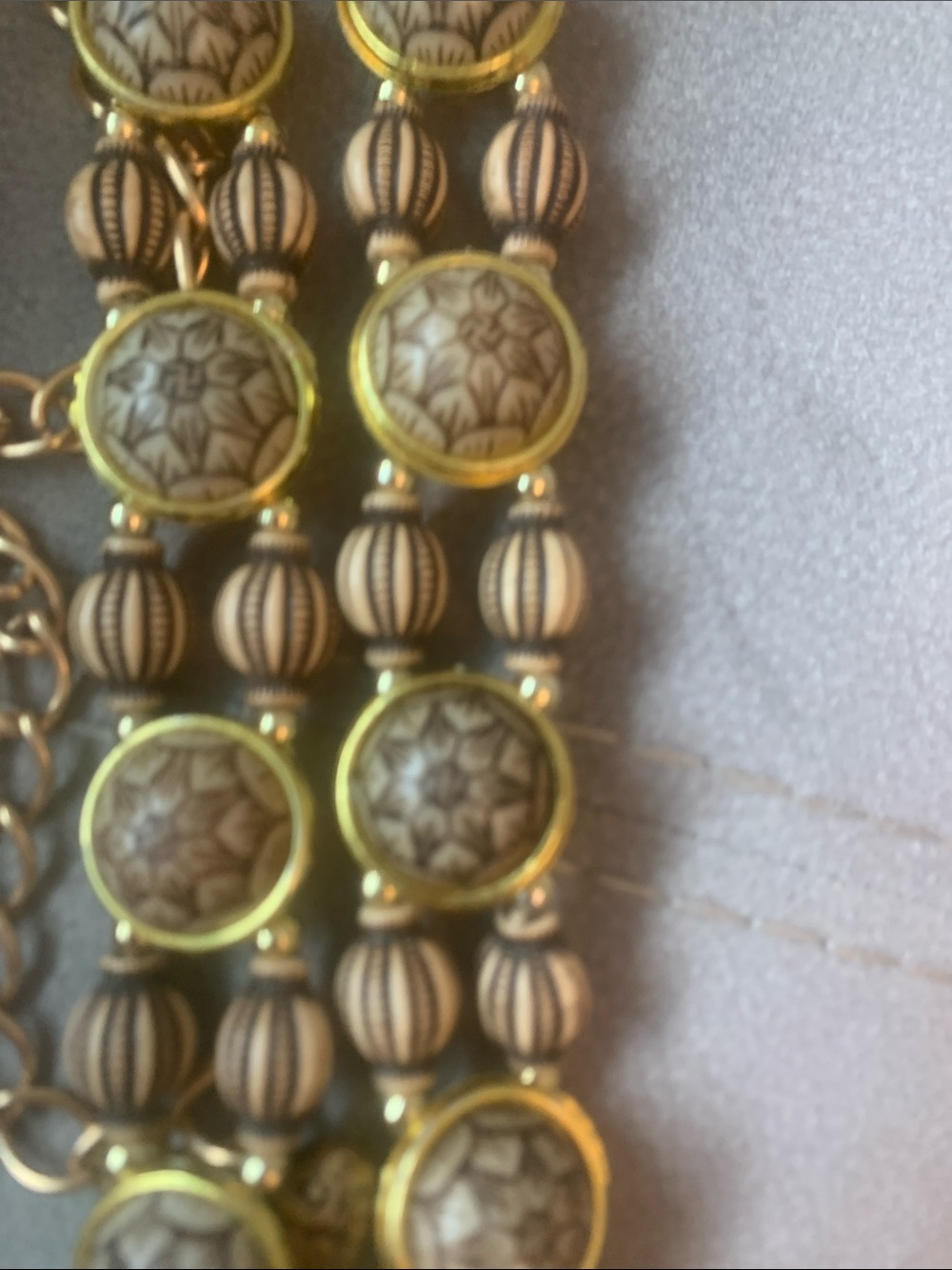 Vintage /Unique Gold and Brown Beaded Belt - Fashion Accessory